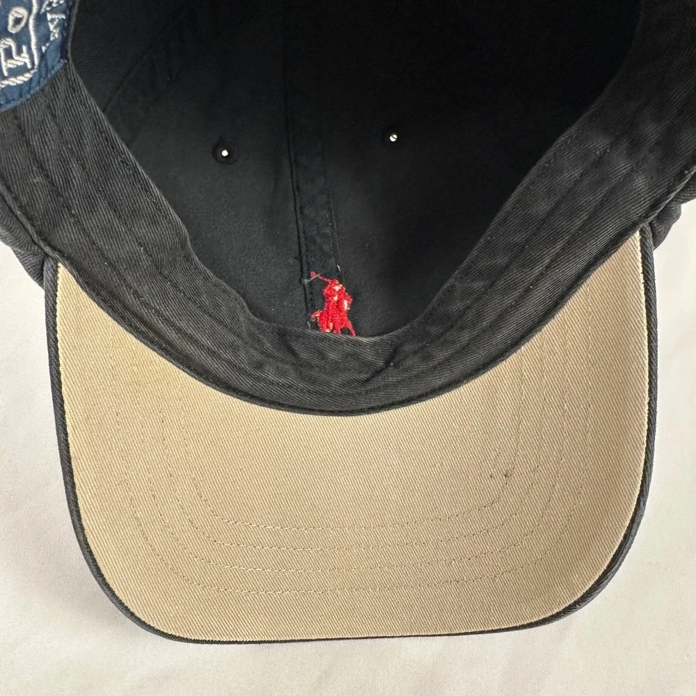 Polo Ralph Lauren Hat Black Leather Strap Red Pony L Baseball Cap